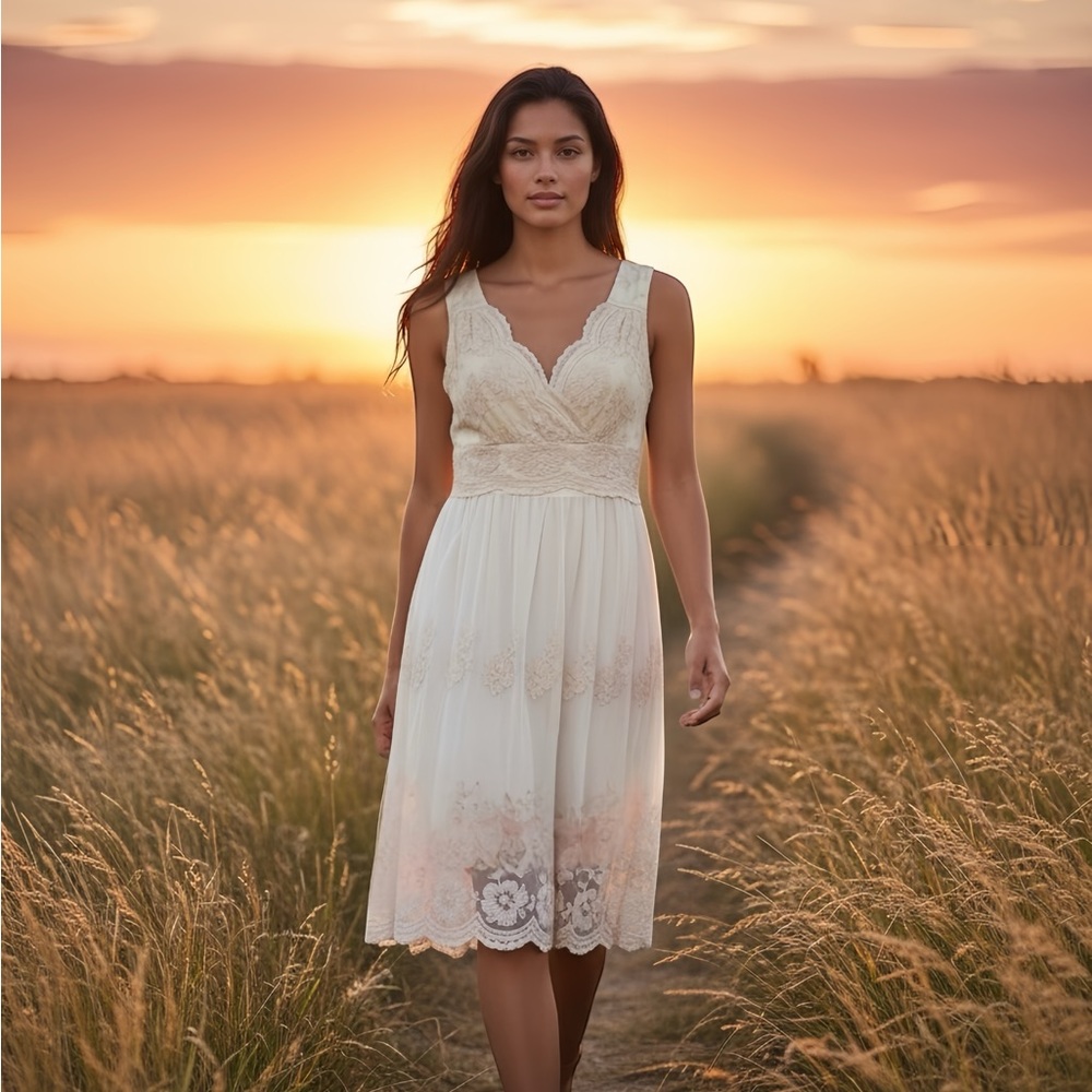 Rabbit Rabbit Rabbit Cream Lace MIDI Dress